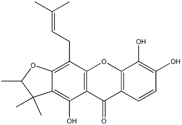 5H-Furo[3,2-b]xanthen-5-one,2,3-dihydro-4,8,9-trihydroxy-2,3,3-trimethyl-11-(3-methyl-2-buten-1-yl)- 구조식 이미지