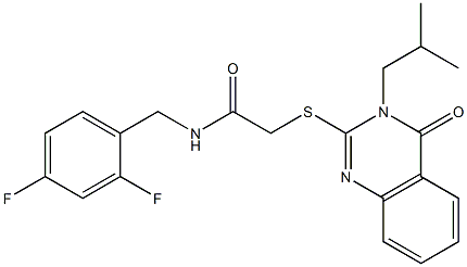 N-[(2,4-difluorophenyl)methyl]-2-[3-(2-methylpropyl)-4-oxoquinazolin-2-yl]sulfanylacetamide Structure