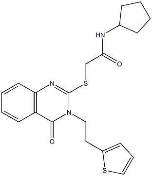 N-cyclopentyl-2-[4-oxo-3-(2-thiophen-2-ylethyl)quinazolin-2-yl]sulfanylacetamide Structure