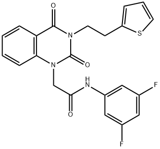 N-(3,5-difluorophenyl)-2-{2,4-dioxo-3-[2-(thiophen-2-yl)ethyl]-3,4-dihydroquinazolin-1(2H)-yl}acetamide Structure