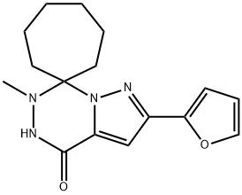 2-(furan-2-yl)-6-methyl-5,6-dihydro-4H-spiro[cycloheptane-1,7-pyrazolo[1,5-d][1,2,4]triazine]-4-one Structure