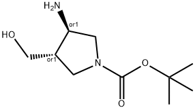 TRANS-TERT-BUTYL 3-AMINO-4-(HYDROXYMETHYL)PYRROLIDINE-1-CARBOXYLATE 구조식 이미지