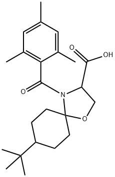 8-tert-butyl-4-(2,4,6-trimethylbenzoyl)-1-oxa-4-azaspiro[4.5]decane-3-carboxylic acid Structure