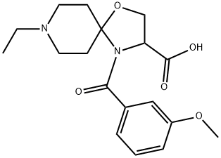 8-ethyl-4-(3-methoxybenzoyl)-1-oxa-4,8-diazaspiro[4.5]decane-3-carboxylic acid 구조식 이미지