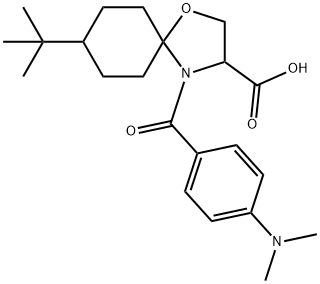 8-tert-butyl-4-[4-(dimethylamino)benzoyl]-1-oxa-4-azaspiro[4.5]decane-3-carboxylic acid Structure