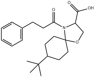 8-tert-butyl-4-(3-phenylpropanoyl)-1-oxa-4-azaspiro[4.5]decane-3-carboxylic acid 구조식 이미지