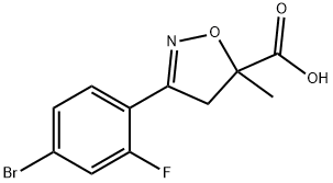 3-(4-bromo-2-fluorophenyl)-5-methyl-4,5-dihydro-1,2-oxazole-5-carboxylic acid 구조식 이미지