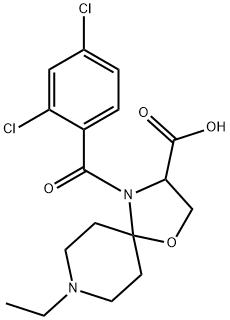 4-(2,4-dichlorobenzoyl)-8-ethyl-1-oxa-4,8-diazaspiro[4.5]decane-3-carboxylic acid 구조식 이미지