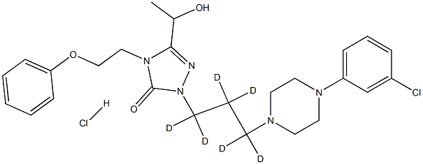 2-[3-[4-(3-chlorophenyl)piperazin-1-yl]-1,1,2,2,3,3-hexadeuteriopropyl]-5-(1-hydroxyethyl)-4-(2-phenoxyethyl)-1,2,4-triazol-3-one:hydrochloride 구조식 이미지