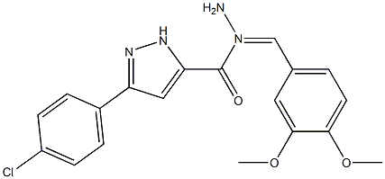 (E)-3-(4-chlorophenyl)-N-(3,4-dimethoxybenzylidene)-1H-pyrazole-5-carbohydrazide Structure