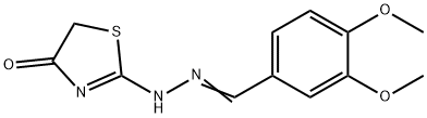 (Z)-2-(((E)-3,4-dimethoxybenzylidene)hydrazono)thiazolidin-4-one 구조식 이미지