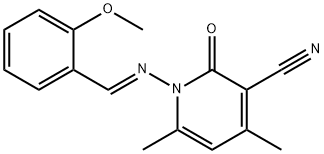 1-[(2-methoxybenzylidene)amino]-4,6-dimethyl-2-oxo-1,2-dihydro-3-pyridinecarbonitrile Structure