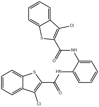 N,N'-1,2-phenylenebis(3-chloro-1-benzothiophene-2-carboxamide) 구조식 이미지