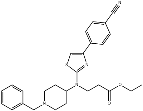 ethyl 3-((1-benzylpiperidin-4-yl)(4-(4-cyanophenyl)thiazol-2-yl)amino)propanoate Structure