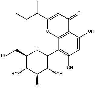 8-Glucosyl-5,7-dihydroxy-2-(1-methylpropyl)chromone 구조식 이미지