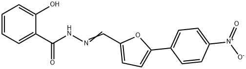 2-hydroxy-N-[(E)-[5-(4-nitrophenyl)furan-2-yl]methylideneamino]benzamide 구조식 이미지