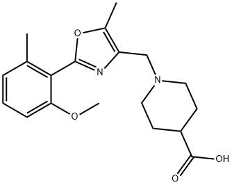 1-((2-(2-methoxy-6-methylphenyl)-5-methyloxazol-4-yl)methyl)piperidine-4-carboxylic acid Structure