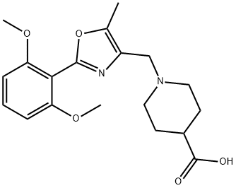 1-((2-(2,6-dimethoxyphenyl)-5-methyloxazol-4-yl)methyl)piperidine-4-carboxylic acid Structure