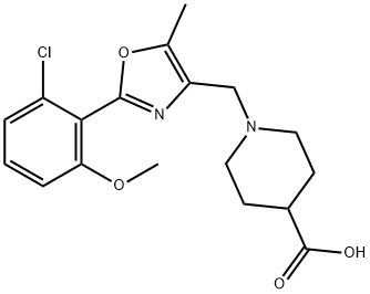 1-((2-(2-chloro-6-methoxyphenyl)-5-methyloxazol-4-yl)methyl)piperidine-4-carboxylic acid Structure