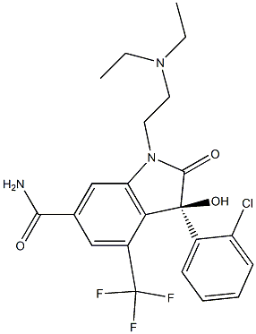 (3R)-3-(2-chlorophenyl)-1-(2-diethylaminoethyl)-3-hydroxy-2-oxo-4-(trifluoromethyl)indole-6-carboxamide Structure