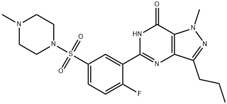 5-{2-fluoro-5-[(4-methylpiperazin-1-yl)sulfonyl]phenyl}-1-methyl-3-propyl-1H,6H,7H-pyrazolo[4,3-d]pyrimidin-7-one Structure