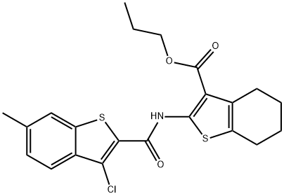 propyl 2-[(3-chloro-6-methyl-1-benzothiophene-2-carbonyl)amino]-4,5,6,7-tetrahydro-1-benzothiophene-3-carboxylate Structure