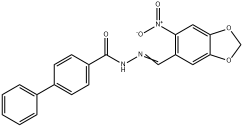 N'-[(6-nitro-1,3-benzodioxol-5-yl)methylene]-4-biphenylcarbohydrazide Structure