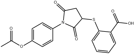 2-((1-(4-acetoxyphenyl)-2,5-dioxopyrrolidin-3-yl)thio)benzoic acid 구조식 이미지