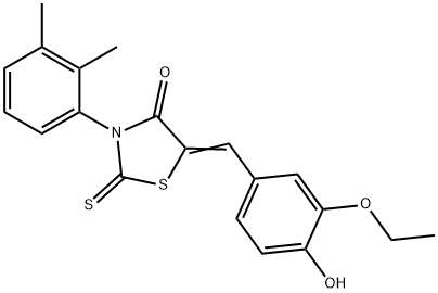 (Z)-3-(2,3-dimethylphenyl)-5-(3-ethoxy-4-hydroxybenzylidene)-2-thioxothiazolidin-4-one 구조식 이미지