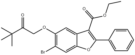 ethyl 6-bromo-5-(3,3-dimethyl-2-oxobutoxy)-2-phenylbenzofuran-3-carboxylate Structure