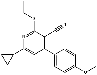 6-cyclopropyl-2-(ethylthio)-4-(4-methoxyphenyl)nicotinonitrile Structure