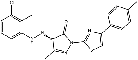 4-[(3-chloro-2-methylphenyl)hydrazono]-5-methyl-2-[4-(4-methylphenyl)-1,3-thiazol-2-yl]-2,4-dihydro-3H-pyrazol-3-one Structure