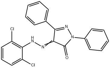 4-[(2,6-dichlorophenyl)hydrazono]-2,5-diphenyl-2,4-dihydro-3H-pyrazol-3-one 구조식 이미지