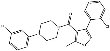 [3-(2-chlorophenyl)-5-methyl-1,2-oxazol-4-yl]-[4-(3-chlorophenyl)piperazin-1-yl]methanone Structure