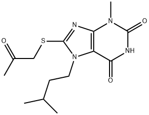 7-isopentyl-3-methyl-8-((2-oxopropyl)thio)-3,7-dihydro-1H-purine-2,6-dione Structure