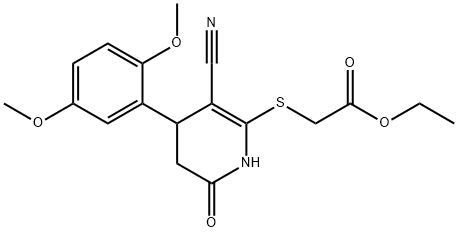 ethyl 2-((3-cyano-4-(2,5-dimethoxyphenyl)-6-oxo-1,4,5,6-tetrahydropyridin-2-yl)thio)acetate Structure