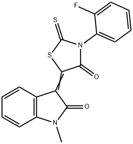 (Z)-3-(2-fluorophenyl)-5-(1-methyl-2-oxoindolin-3-ylidene)-2-thioxothiazolidin-4-one 구조식 이미지