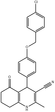 4-(4-((4-chlorobenzyl)oxy)phenyl)-2-methyl-5-oxo-1,4,5,6,7,8-hexahydroquinoline-3-carbonitrile Structure