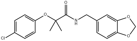 N-(1,3-benzodioxol-5-ylmethyl)-2-(4-chlorophenoxy)-2-methylpropanamide 구조식 이미지