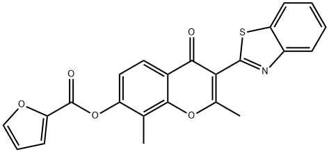 3-(benzo[d]thiazol-2-yl)-2,8-dimethyl-4-oxo-4H-chromen-7-yl furan-2-carboxylate Structure