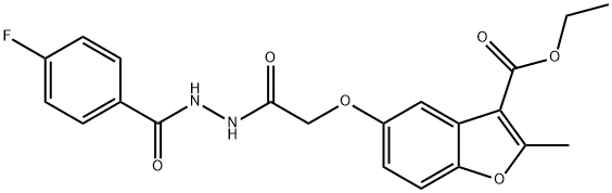 ethyl 5-(2-(2-(4-fluorobenzoyl)hydrazinyl)-2-oxoethoxy)-2-methylbenzofuran-3-carboxylate Structure