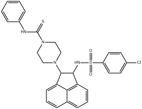 4-(2-((4-chlorophenyl)sulfonamido)-1,2-dihydroacenaphthylen-1-yl)-N-phenylpiperazine-1-carbothioamide 구조식 이미지