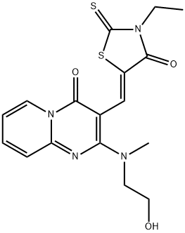 (Z)-3-ethyl-5-((2-((2-hydroxyethyl)(methyl)amino)-4-oxo-4H-pyrido[1,2-a]pyrimidin-3-yl)methylene)-2-thioxothiazolidin-4-one 구조식 이미지