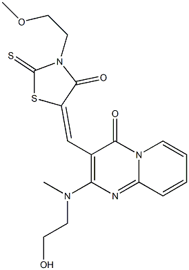 (Z)-5-((2-((2-hydroxyethyl)(methyl)amino)-4-oxo-4H-pyrido[1,2-a]pyrimidin-3-yl)methylene)-3-(2-methoxyethyl)-2-thioxothiazolidin-4-one Structure