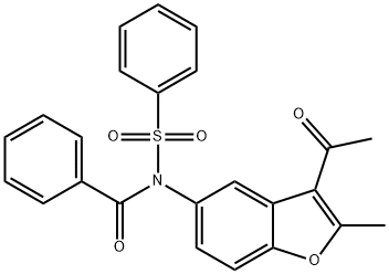 N-(3-acetyl-2-methylbenzofuran-5-yl)-N-(phenylsulfonyl)benzamide 구조식 이미지
