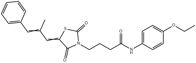 N-(4-ethoxyphenyl)-4-((Z)-5-((E)-2-methyl-3-phenylallylidene)-2,4-dioxothiazolidin-3-yl)butanamide Structure