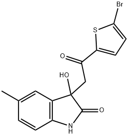 3-[2-(5-bromothiophen-2-yl)-2-oxoethyl]-3-hydroxy-5-methyl-1,3-dihydro-2H-indol-2-one Structure