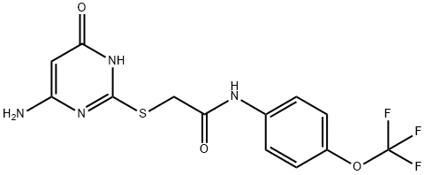 2-[(6-amino-4-oxo-1H-pyrimidin-2-yl)sulfanyl]-N-[4-(trifluoromethoxy)phenyl]acetamide 구조식 이미지