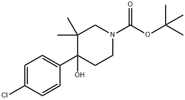 tert-butyl 4-(4-chlorophenyl)-4-hydroxy-3,3-dimethylpiperidine-1-carboxylate Structure