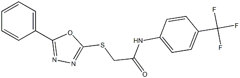 2-[(5-phenyl-1,3,4-oxadiazol-2-yl)sulfanyl]-N-[4-(trifluoromethyl)phenyl]acetamide Structure